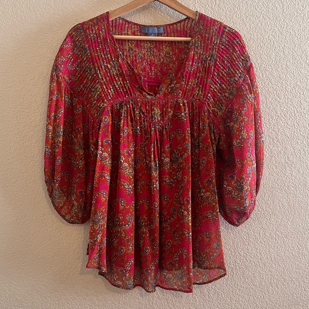 Anthropologie Lil Viscose Paisley Blouse Size Small